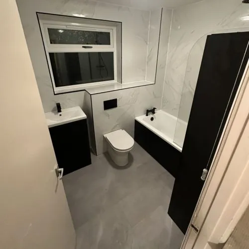 The same bathroom renovated