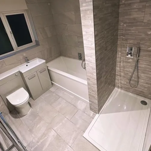Modern bathroom after work